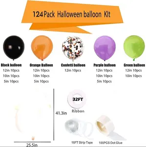 DAMAI Decorações de balões de Halloween Fontes de festas Conjunto de balões de látex com tema de Halloween Balão de folha de abóbora