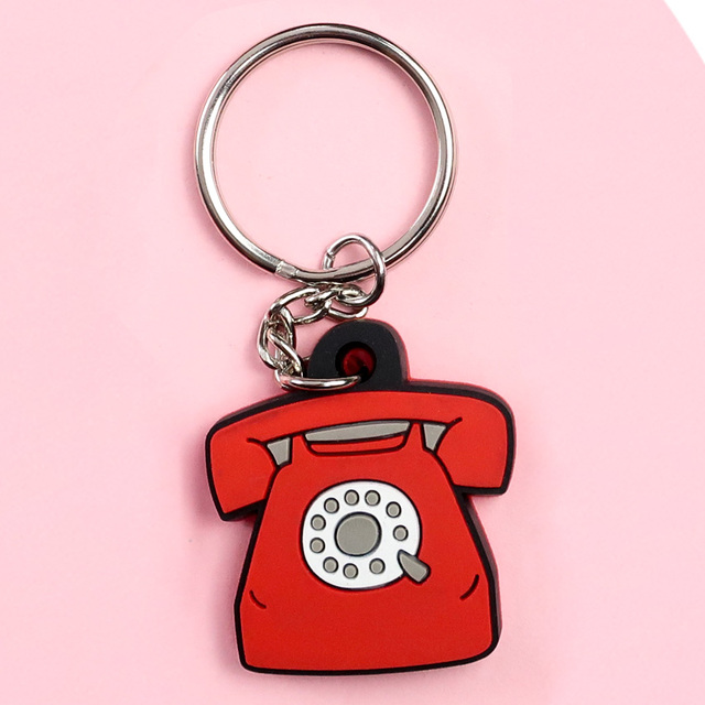 Custom Cute One Side Color Machinery Products Home Phone Shape Landline Keychain