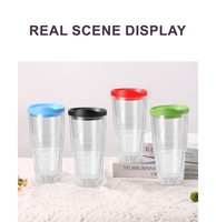 Tasse de voyage personnalisée écologique et étanche sans BPA à double paroi en plastique transparent pour boisson, café, jus, thé