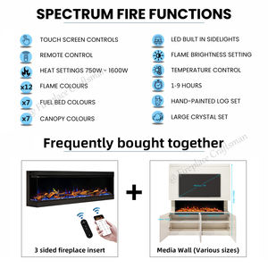 Meuble <span class=keywords><strong>de</strong></span> rangement moderne pour TV et support mural 3D effet flamme feu Meuble en bois véritable <span class=keywords><strong>avec</strong></span> cheminée à 3 faces - Product Image 2