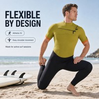 Combinaison de plongée et de surf en néoprène une pièce à manches courtes et pantalon long, design coloré pour une durabilité accrue, fermeture éclair sur la poitrine