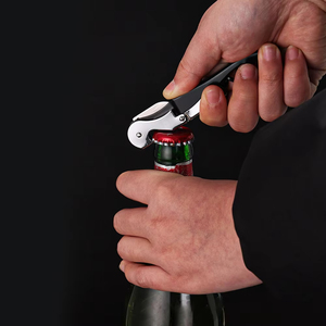Ouvre-bouteille professionnel en acier inoxydable pour vin et bière, tire-bouchon à double charnière pour les barmans des restaurants - Product Image 1