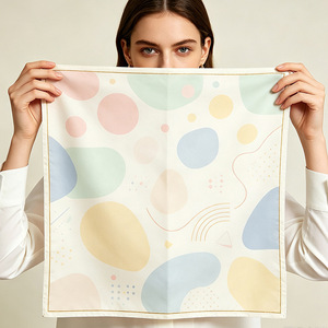 Elegante Pañuelo Cuadrado de Seda para Mujer, Patrón Geométrico, 100% Seda de Morera, Agradable al Tacto, Accesorio de Moda para Todas las Temporadas - Product Image 1