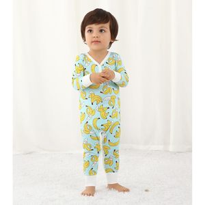 Mameluco Personalizado para Bebé, Manga Larga, Sin Pies, de Bambú y Algodón, Unisex, Transpirable, con Estampado Digital de Plátanos Azules - Product Image 5