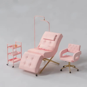 Table de massage pliante Master Portable pour la traite Mobilier de salon de beauté or Lit de spa pour le visage Cils inclinables pour les sourcils à vendre - Product Image 1
