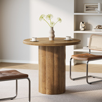 Table de conférence moderne écologique de 31,5 pouces, base robuste à 4 pieds, gestion des câbles, bureau de réception (marron)