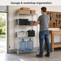 Étagères réglables en fil métallique avec revêtement électrostatique, capacité de charge de 250 kg, pour garage, maison, entrepôt