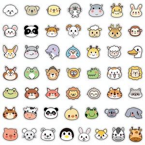 Autocollants imperméables pour carrelage de salle de bain en feuilles PVC Animaux mignons 2 collections 50 pièces - Product Image 1