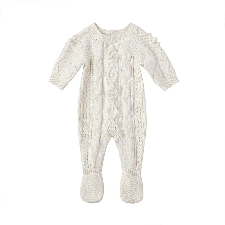 Neugeborenes Baby Langarm gestrickt 100% Bio-Baumwolle Jumps uit Pure Color Kleinkind Mädchen und Jungen Stram pler Strickwaren Voll