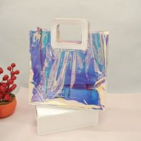 Sac holographique en PVC avec emballage cadeau transparent réutilisable pour les achats portables