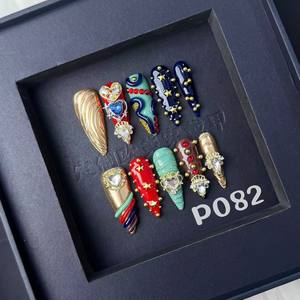 Portez des ongles <span class=keywords><strong>press</strong></span>és artificiels de style rétro vintage haut de gamme, fabriqués à la main, exotiques, en gros, durables - Product Image 2