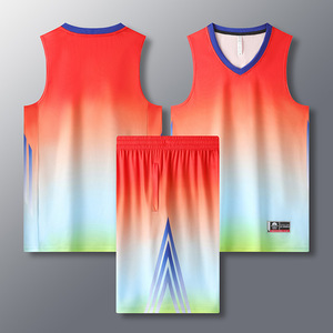 Nouveau maillot de basket-ball pour homme en polyester et mélange de bambou, séchage rapide, respirant, sans manches, col en V, taille élastique, impression numérique - Product Image 6