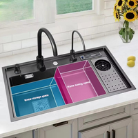 Évier de cuisine en acier inoxydable SUS 304 avec fonction cascade, évier de cuisine numérique multifonctionnel intelligent avec fonction cascade
