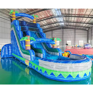 Tobogán de agua inflable comercial con piscina Tobogán de salto de PVC colorido gigante al aire libre, a la venta - Product Image 1