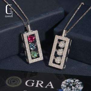 Colgante de Moissanita Redonda con Corte Brillante, Plata 925, VVS, Diseño de Semáforo, Joyería Fina Personalizada de Hip Hop para Hombre, Colgante de Diamante de Moissanita - Product Image 3