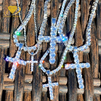 Moissanite Tennis Ankh Croix Pendentif Glacé Vvs Diamant Argent Sterling 925 Femmes Hommes Jésus Plaqué Or Collier Pendentif