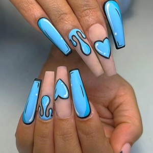 Naixi 2023 Nouveau design Échantillons gratuits Ongles à presser Ballerine en acrylique Ongles 3D avec pierres personnalisées Forme cercueil moyenne French 24 pièces/boîte - Product Image 5