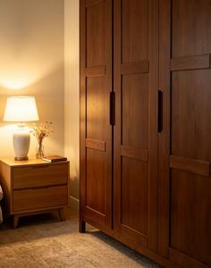 Modern Wooden <b>Wardrobe</b> Shaker Doors Hinged Solid Wood Freestanding <b>Large</b> Capacity Bedroom Furniture Midcentury Design - Product Image 4