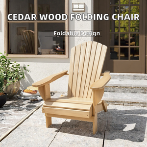 Chaise longue d'extérieur moderne pour patio, semi-assemblée, en bois de cèdre - Chaise pliante Adirondack pour parc et cour - Product Image 2