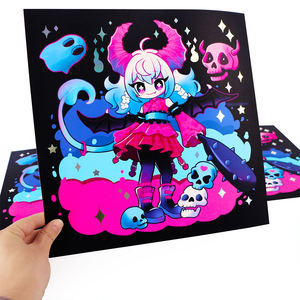 Póster de Papel con Impresión de Arte Holográfico de Anime Personalizado, Impresiones de <span class=keywords><strong>Manga</strong></span> con Lámina Holográfica, Decoración de Pared Estilo Chibi de Chica Demonio Japonesa - Product Image 2