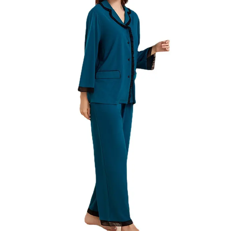 Hongbo 95% Bamboo Viscose Women Sleepwear Pajama Long Sleeve Lounge Wear Button Women Mama Night Dress Sleepwear