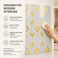 Panneau mural décoratif en PVC brillant MORLENX gris or géométrique, résistant aux UV, pour la décoration intérieure moderne des hôtels et villas