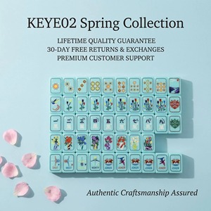 Jeu de Mahjong Américain en Acrylique à Couche Unique, 160 Pièces, Sculpté de Luxe, Portable, Motif Vue sur Lac et Fleurs, Nouveau Set de Mahjong 2026 - Product Image 1