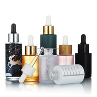 Nouvelle conception de flacon en verre cosmétique pour huile capillaire, pompe à pression, bouton poussoir, épaule plate, 30 ml, 40 ml, 60 ml, noir mat, compte-gouttes doré, sérum, huile