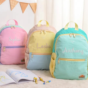 Wholesale Custom Polyester Kids <strong>Backpack</strong> Personalized Name Embroidered Color Block Travel <strong>Backpack</strong> - Product Image 4