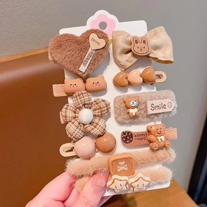 Conjunto de pinzas para el pelo de dibujos animados de flores de moda de alta calidad de felpa de invierno 2023, accesorios para bebés, gran oferta, horquillas <span class=keywords><strong>peludas</strong></span>, lazo para niña - Product Image 6