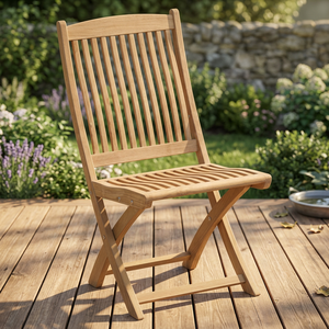 Chaise de jardin pliante d'extérieur en teck massif, durable, imperméable, écologique, design moderne, confortable et portable - Product Image 3