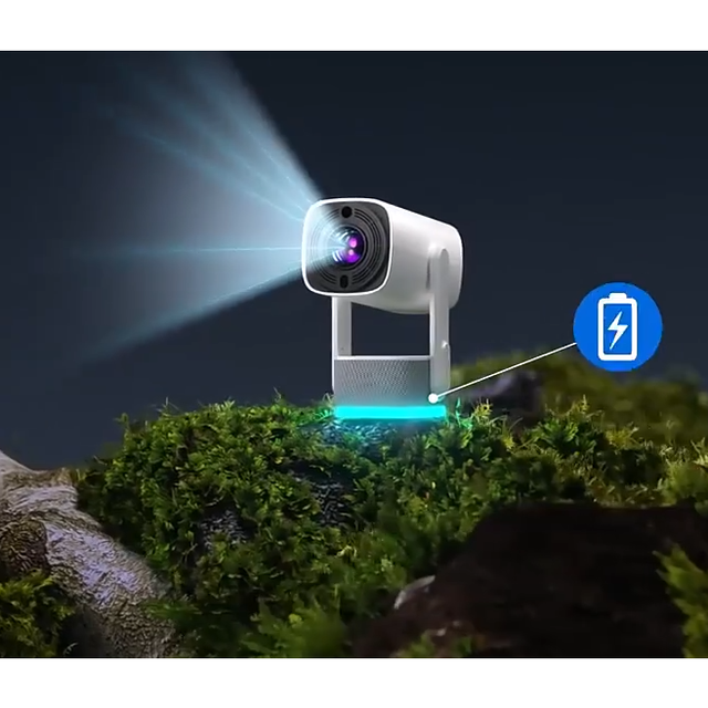 Mini Projector Battery Powered Auto Focus Auto Keystone Correction 4K Video Smart Android 11 Dual Wifi Portable