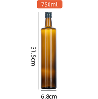 Nouveau design Mini bouteille d'huile d'olive en verre 50ML à 1000ML bouteilles d'huile en verre ambré tailles variées pour un usage domestique