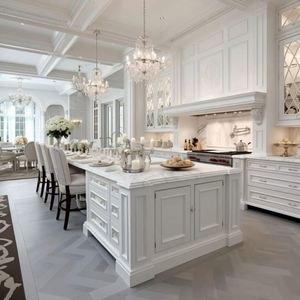 Custom Classical Style Nature Solid Wood Cabinet Furniture Set Designs with Island Kitchen Cabinet - Product Image 3