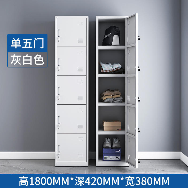 ตู้ล็อกเกอร์เดี่ยว 5 ประตู [สีเทาและขาว]