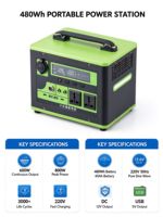 Centrale Électrique Portable OEM 600W 800W Générateur Solaire 480Wh Onde Sinusoïdale Pure pour Voyage en Extérieur, Camping, VR et Alimentation de Secours 220V