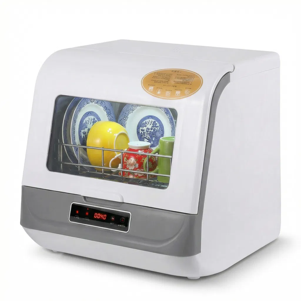 Smart Countertop Portable Dishwasher Mini Desktop with Automatic High-Temp Dry Sterilize 5 Sets Capacity Electric Household Use