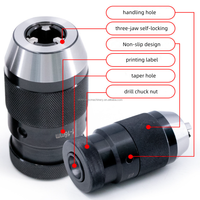 Mandrin de perçage sans clé auto-serrant B22 de 1 à 20 mm, type de verrouillage, pince de perçage sans clé, mandrin de perçage pour tour