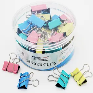 Clips de carpeta coloridos de 1 pulgada al mejor precio, pinzas de papel de mariposa de colores, pinzas para suministros de oficina, 48 unids/caja