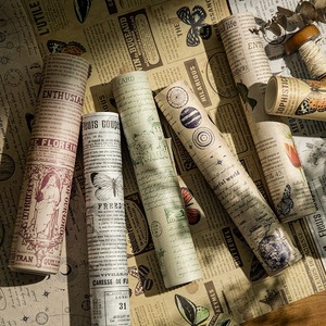 1 Rollo de Cinta Adhesiva Decorativa Serie Quiosco Callejero, Alfabeto Inglés Retro, Estilo Periódico, Material para Diario, 6 Estilos - Product Image 1