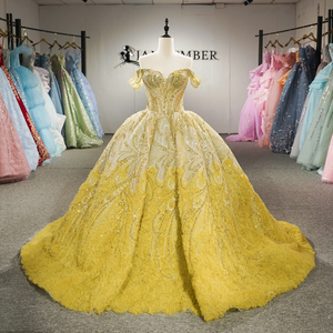 Dy6948 Luxury <b>Shoulder</b> Quinceanera Party <b>Dress</b> Appliques Heavy Beaded Feather <b>Corset</b> Ball Gown Natural Vintage 100% Cotton - Product Image 2