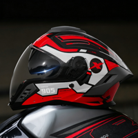 Casque de moto intégral haute résistance en ABS, certifié DOT, double visière, rembourrage EPS, casque de course avec aérations réglables et spoiler