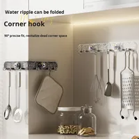 Porte-serviettes mural moderne à ventouse d'angle pliable en PET à trois rangées pour salle de bain, cuisine, toilettes