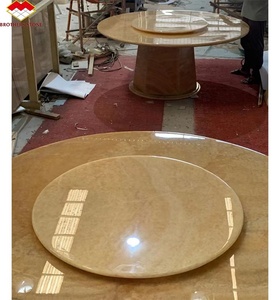 Mesa de centro de mármol de ónix naranja moderna de diseño de lujo mesa de comedor de mármol de ónix de miel personalizada de oro - Product Image 6