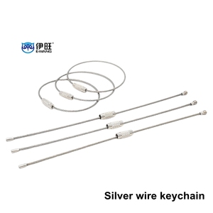 Khóa móc chìa khóa dây cáp thép không gỉ bạc tùy chỉnh bán buôn YIWANG có khóa cài - Product Image 4