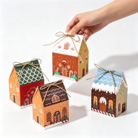 Boîtes en papier pliables en matériaux recyclés pour friandises et biscuits de Noël, design maison de fêtes, pour cadeaux et collations
