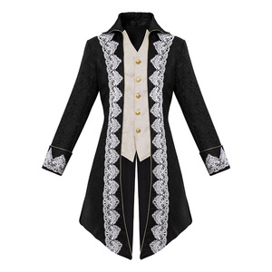Vestido Gótico Victoriano con Adornos de Encaje, Dobladillo Diagonal, Poliéster, Disfraz para Banquete - Product Image 1
