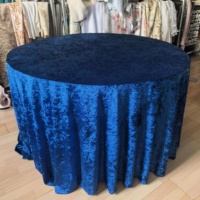 S011-132" 120" Nappe Ronde en Velours Écrasé Uni Violet, Bleu Royal, Blanc, Bleu, Noir pour Mariage