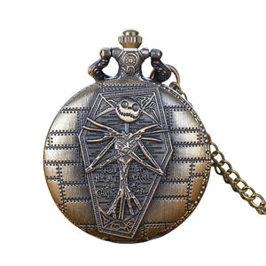 Clásico antiguo Retro Navidad Horror calavera cuarzo reloj <span class=keywords><strong>de</strong></span> bolsillo dibujos animados animación Flip Cover regalo <span class=keywords><strong>de</strong></span> moda - Product Image 4