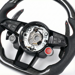 Volant de course personnalisé en cuir et fibre de carbone pour Audi R8 A3 A4 A5 A6 A7 S3 S5 Q5 RS - Ajustement parfait pour les modèles Audi - Product Image 6